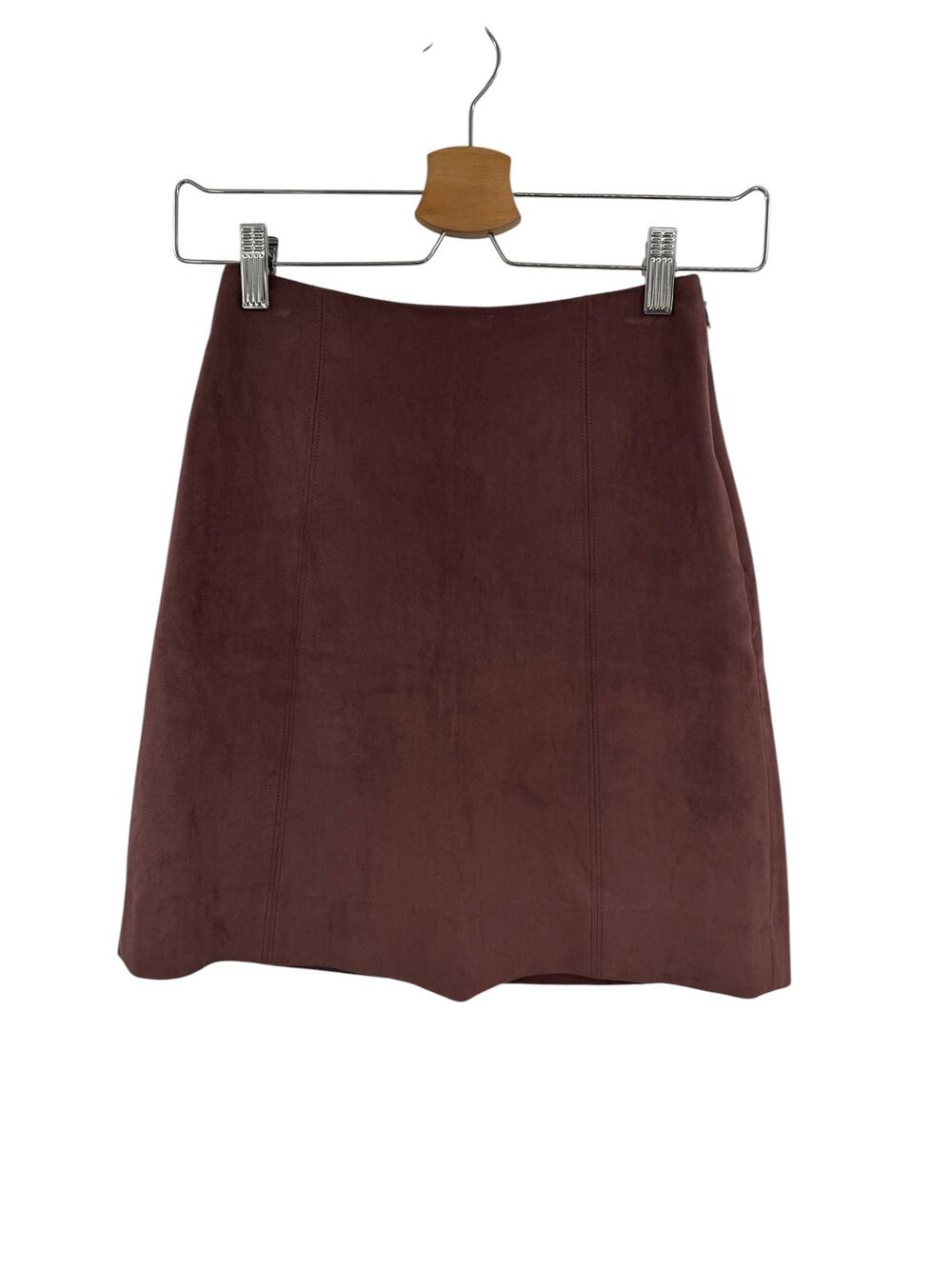 Aritzia Babaton Modern‎ Mini Skirt Faux Suede A-Line Berry Women's Size 00